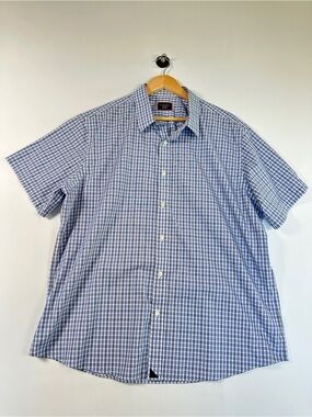 UNTUCKit Blue Check Short Sleeve Button Down Shirt XXL